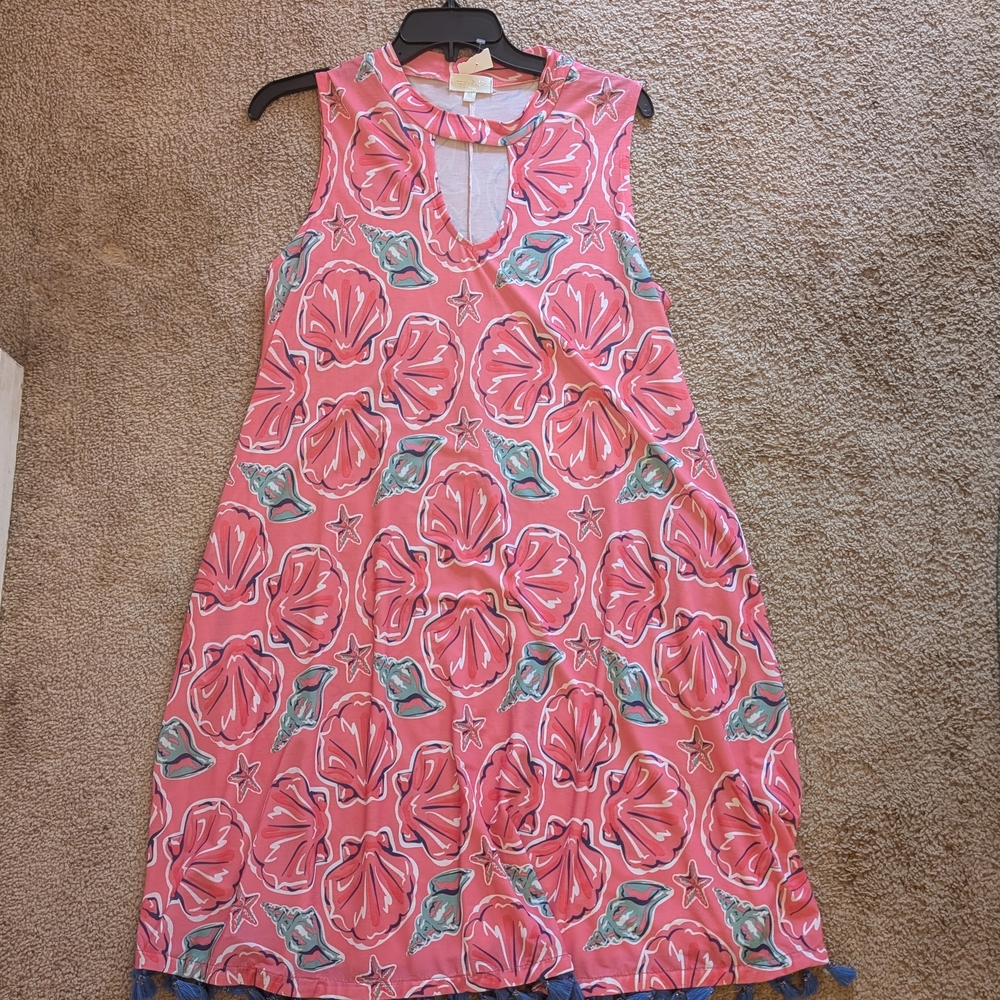 Simply Southern Pink and Green Seashell Womens Dress